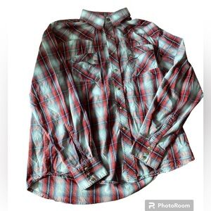 Wranglers Men’s Plaid Snap Button Long Sleeve Shirt size large